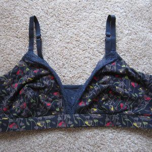 Third Love women's plus 1X dark blue floral lace Triangle Bralette